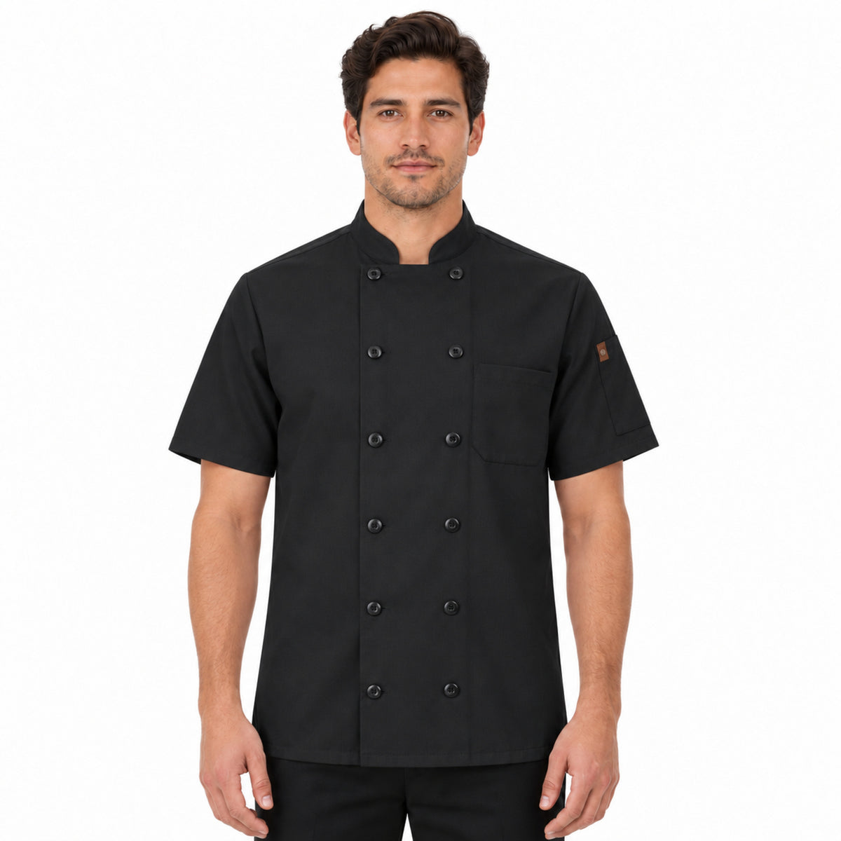 Filipina de chef Red Kap 046X para hombre Negra, vista frontal con modelo | color:negra