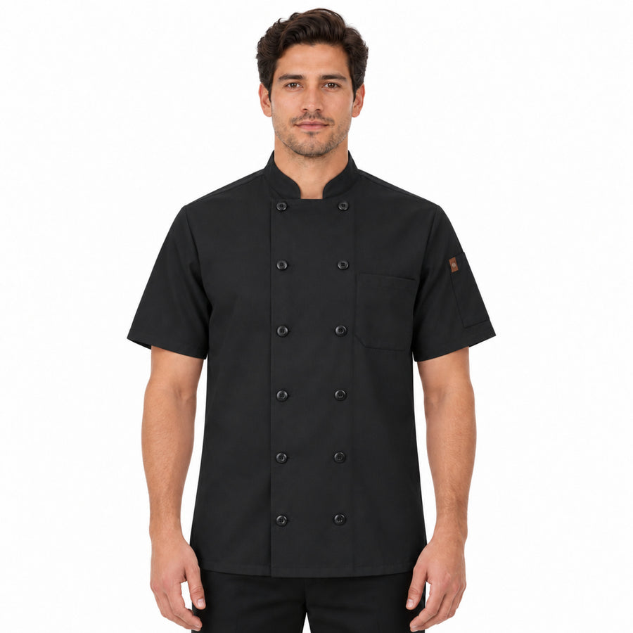 Filipina de chef Red Kap 046X para hombre Negra, vista frontal con modelo | color:negra