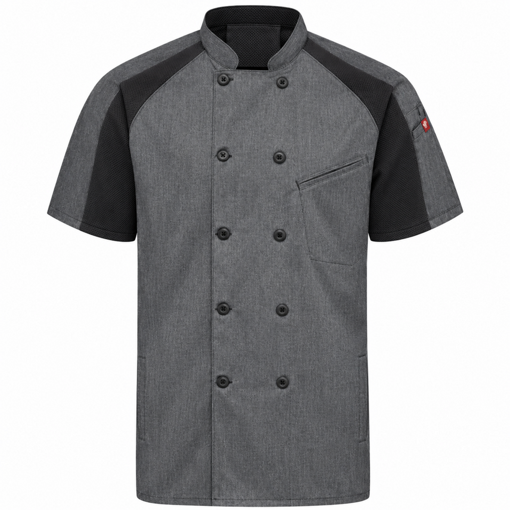 Filipina de chef Red Kap 052M para hombre Gris Oxford, prenda frontal