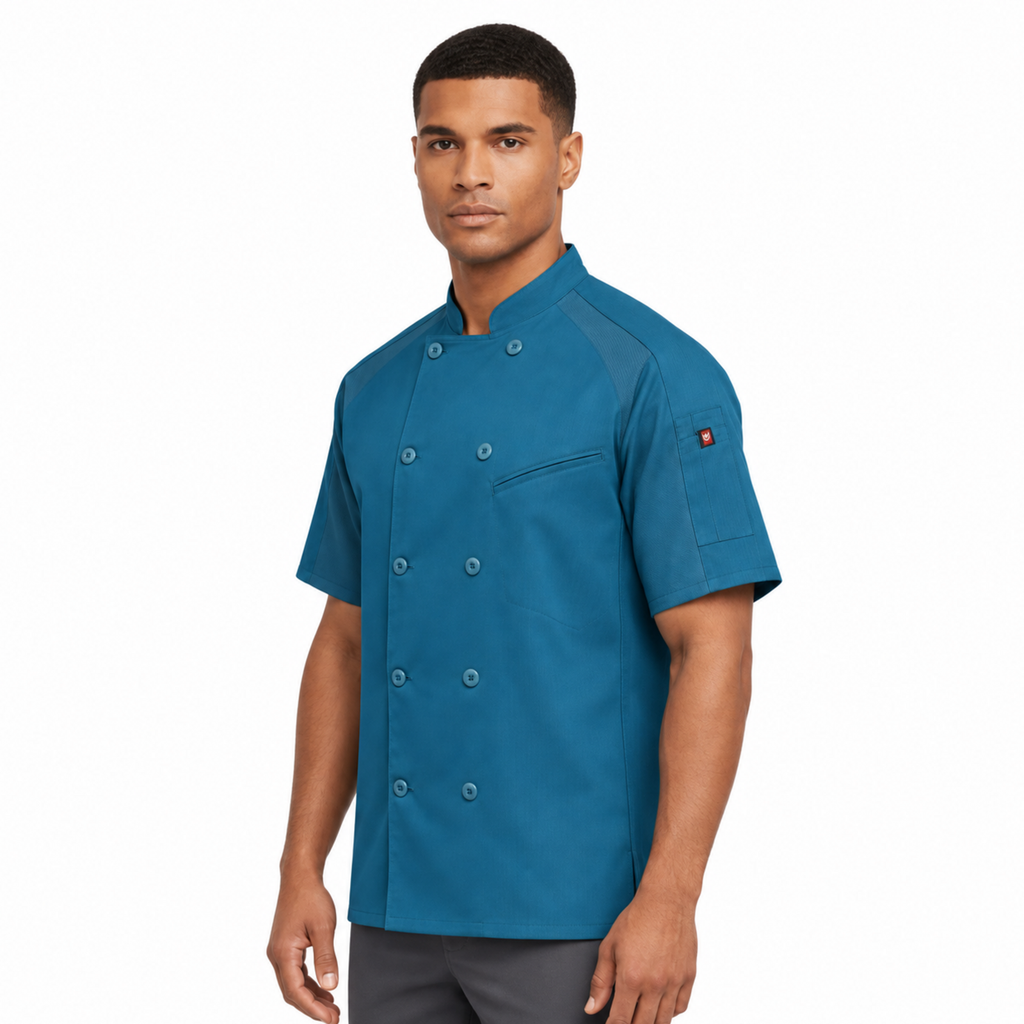 Filipina de chef Red Kap 052M para hombre Teal, perfil izquierdo