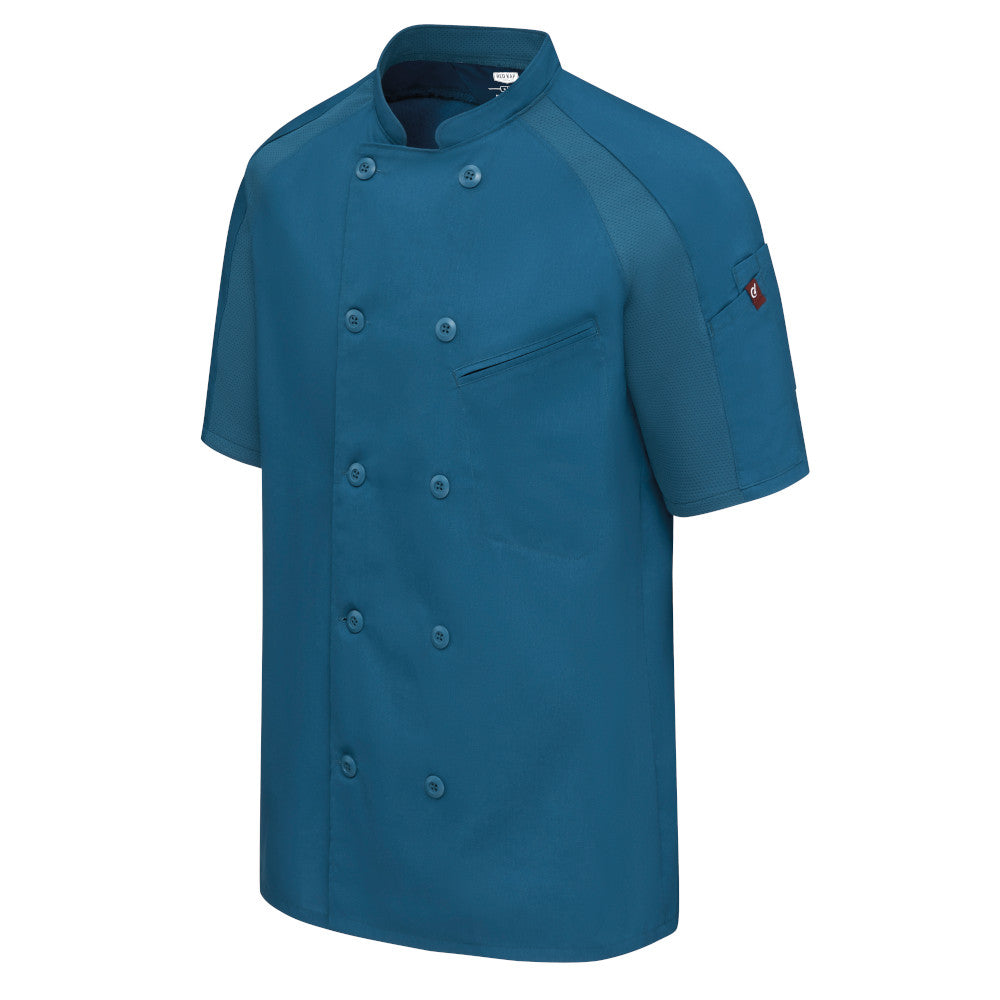 Filipina de chef Red Kap 052M para hombre Teal, perfil derecho de la prenda