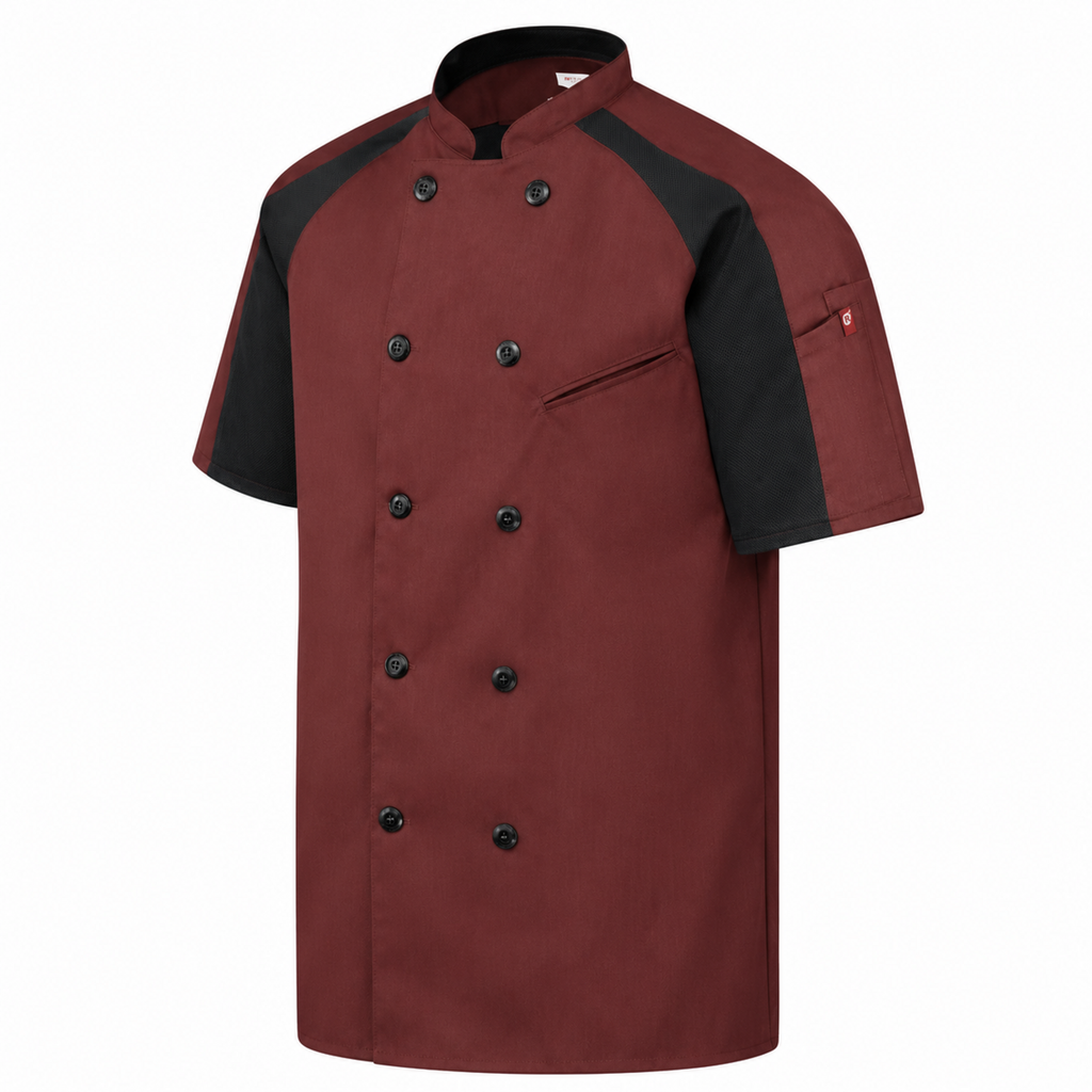 Filipina de chef Red Kap 052M para hombre Vino, prenda en perfil derecho