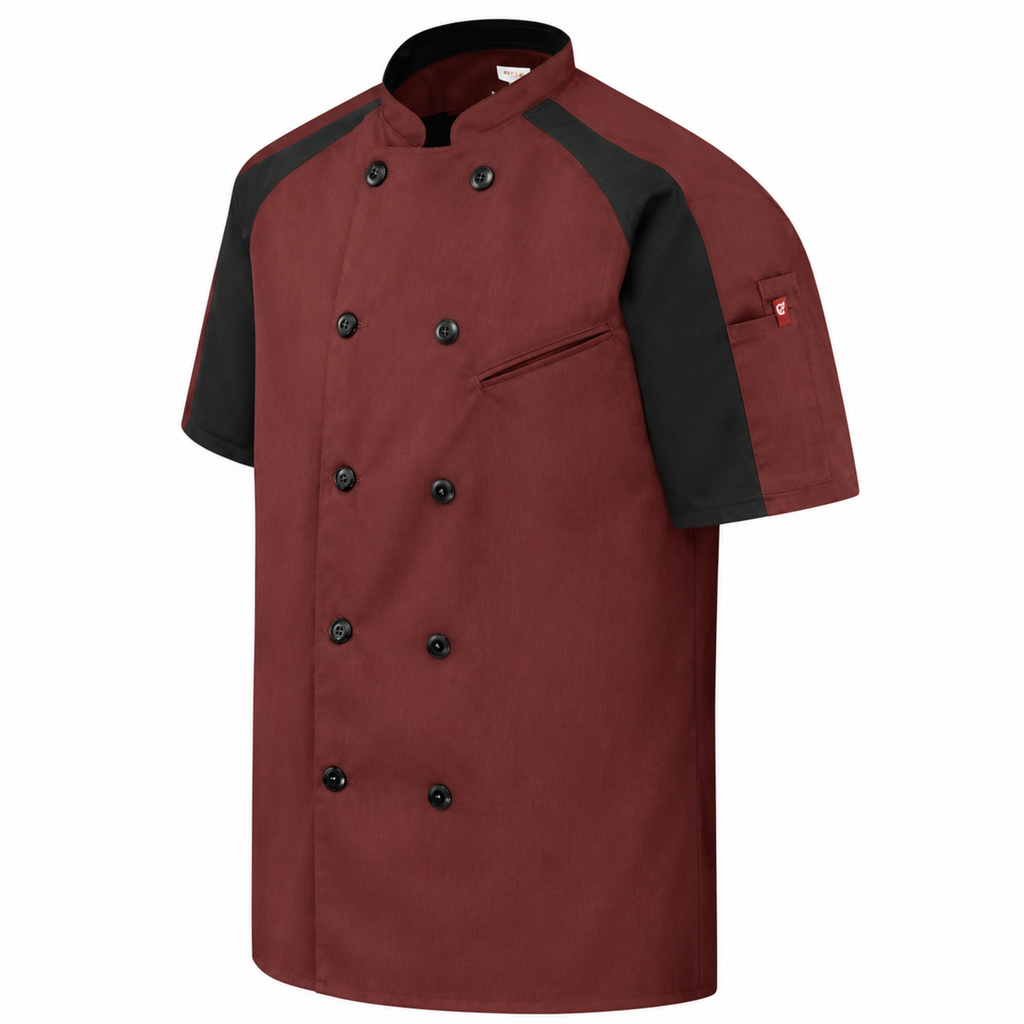 Filipina de chef Red Kap 052M para hombre Vino, prenda en perfil izquierdo