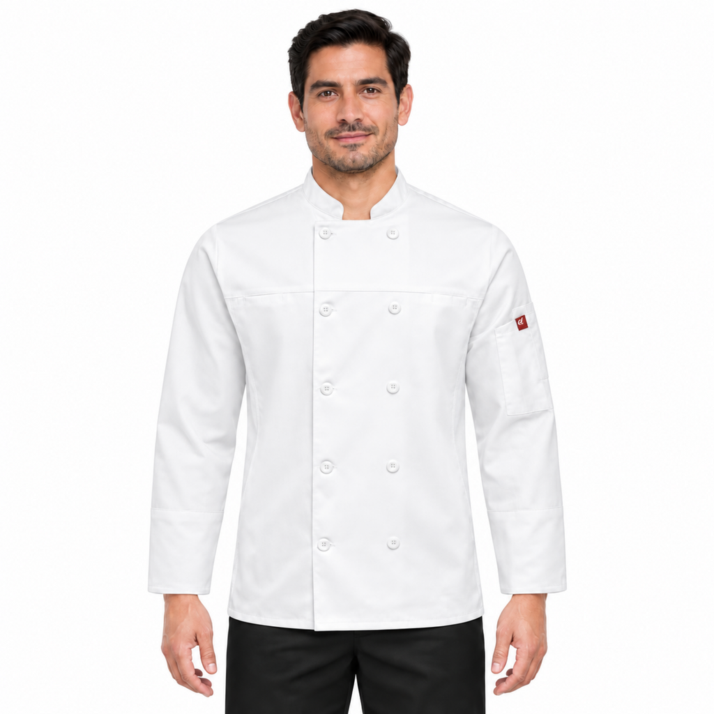 Filipina de chef Red Kap 054M para hombre Blanca, vista frontal