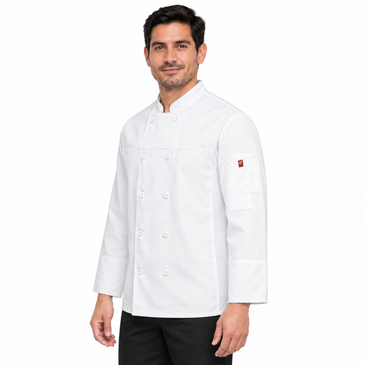 Filipina de chef Red Kap 054M para hombre Blanca, perfil derecho | color:blanca