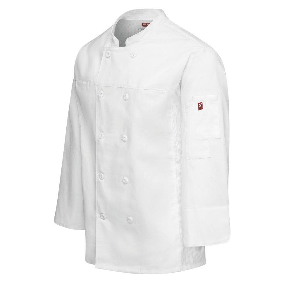 Filipina de chef Red Kap 054M para hombre Blanca, prenda en perfil derecho