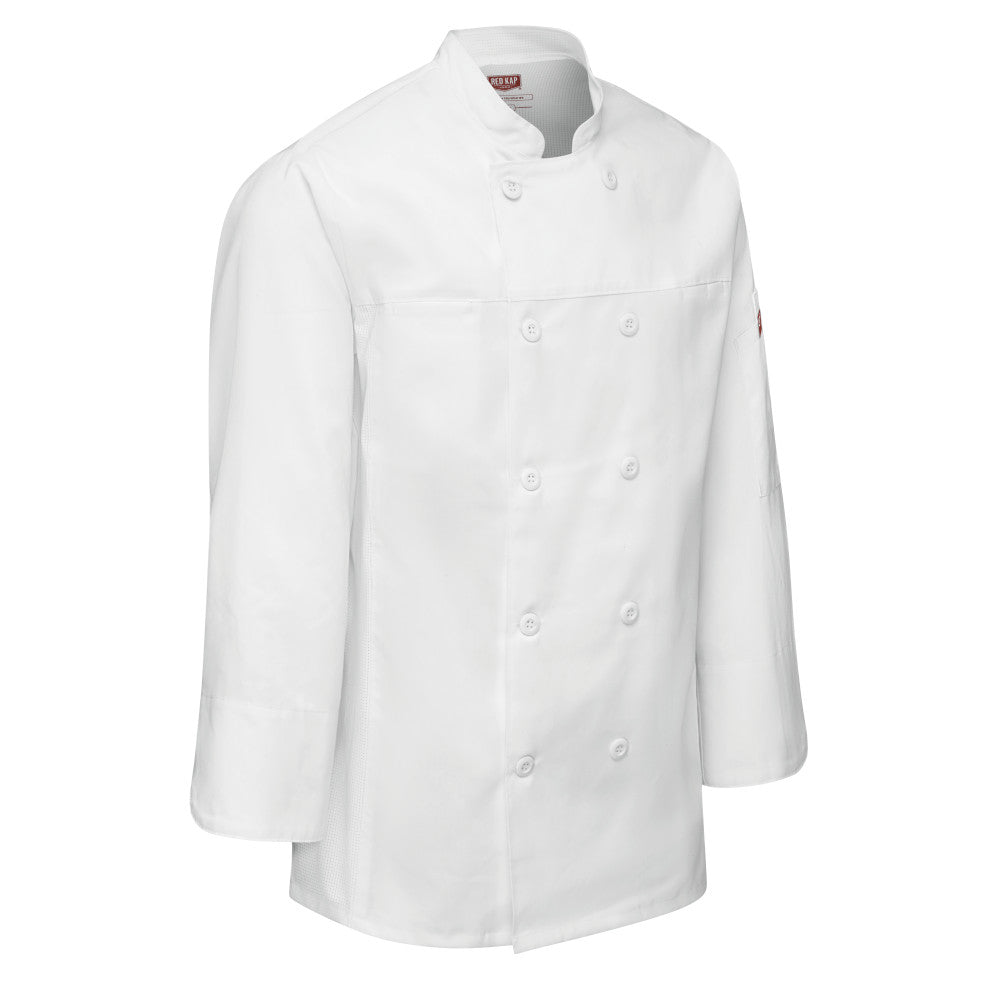 Filipina de chef Red Kap 054M para hombre Blanca, prenda en perfil izquierdo