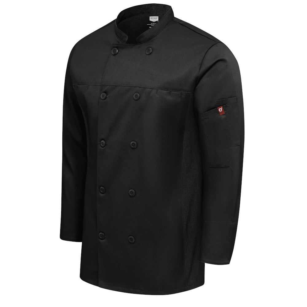 Filipina de chef Red Kap 054M para hombre Negra, prenda en perfil derecho
