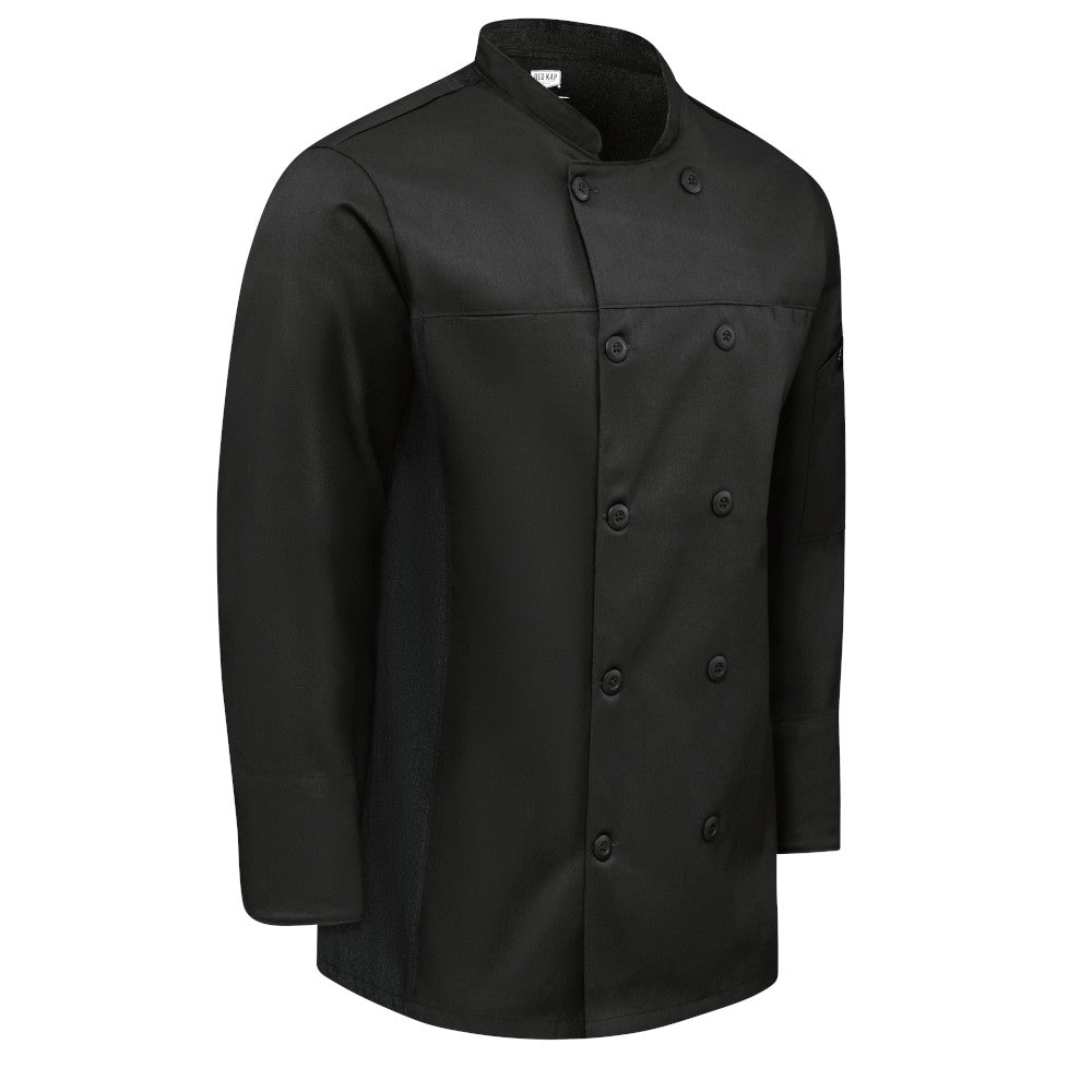 Filipina de chef Red Kap 054M para hombre Negra, prenda en perfil izquierdo