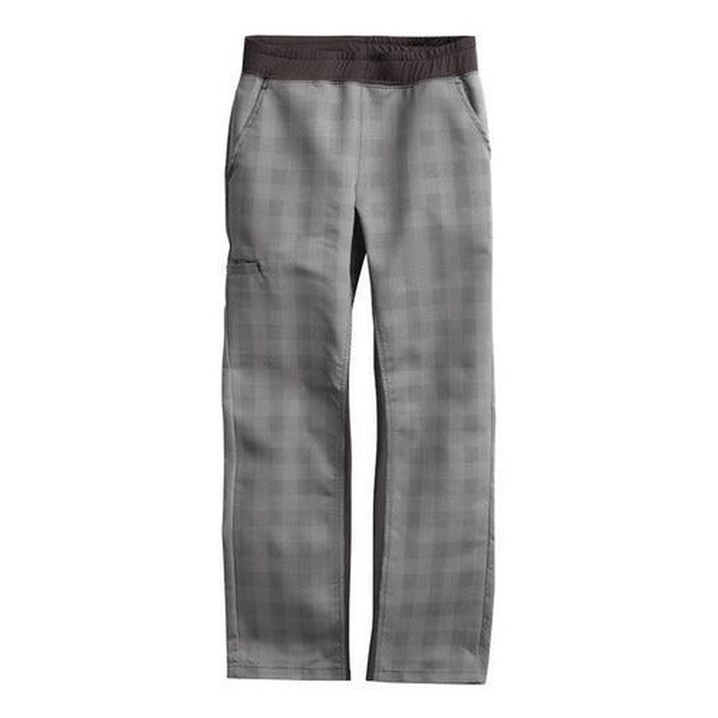 Pantalón de chef Red Kap 0P1W para mujer Cuadros Gris/Negro, detalle frontal del panel Airflow