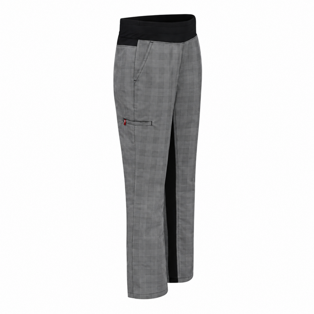 Pantalón de chef Red Kap 0P1W para mujer Cuadros Gris/Negro, perfil derecho de la prenda