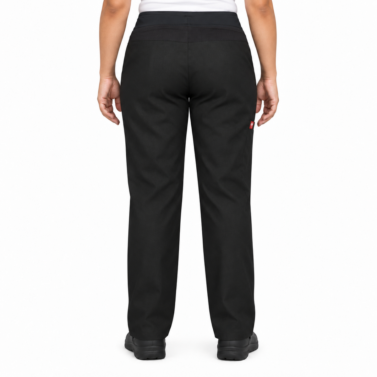 Pantalón de chef Red Kap 0P1W para mujer Negro, vista posterior en modelo de talla regular | color:negro