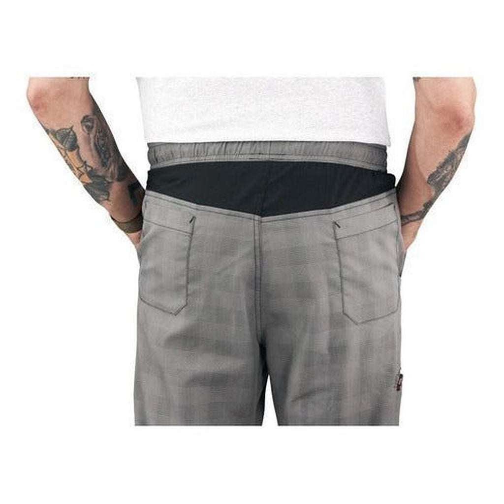 Pantalón de chef Red Kap 0P4M para hombre Cuadros Gris/Negro, detalle del panel Airflow en cintura posterior