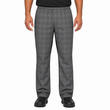 Pantalón de chef Red Kap 0P4M para hombre Cuadros Gris/Negro, vista frontal en modelo de talla regular | color:cuadros-gris-negro