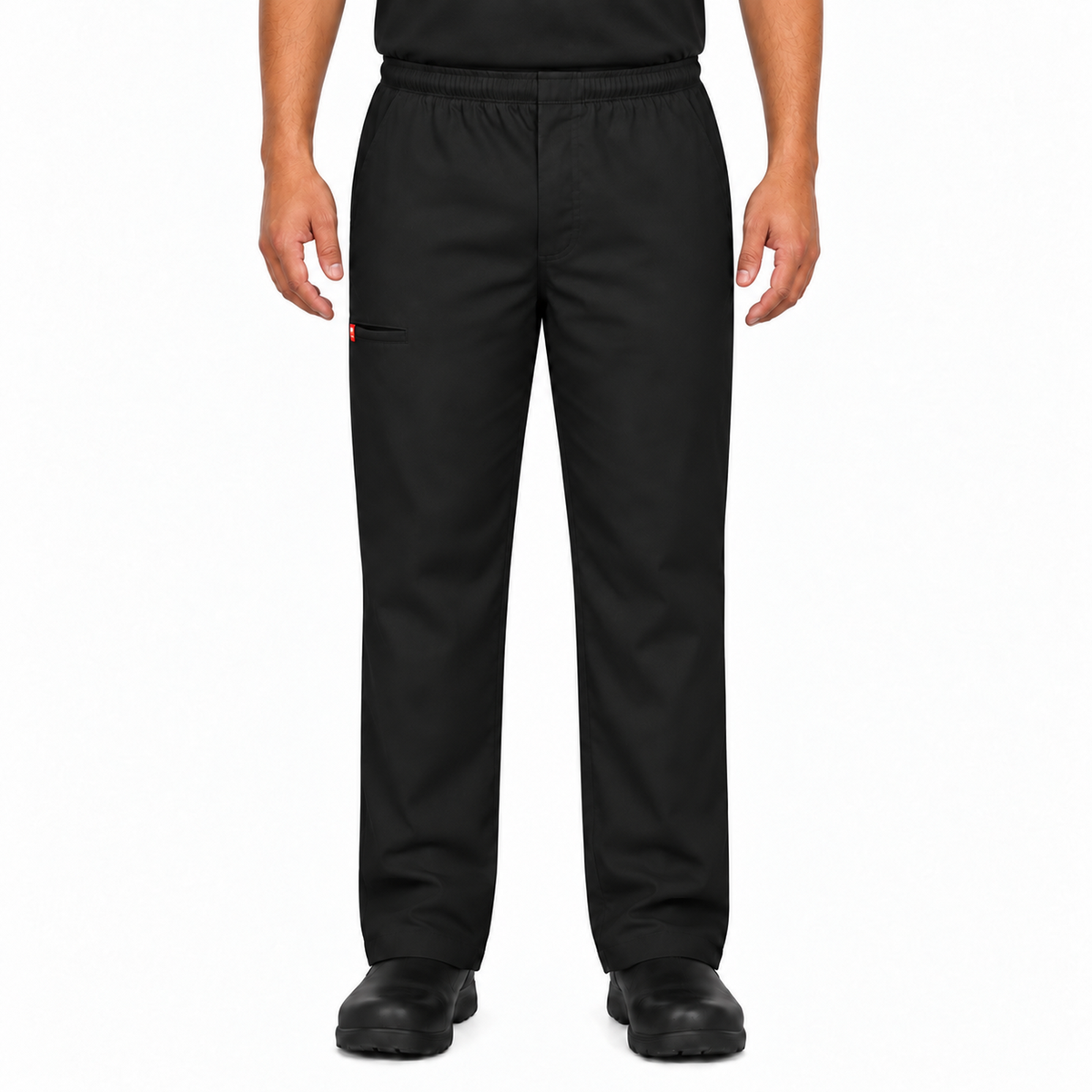 Pantalón de chef Red Kap 0P4M para hombre Negro, vista frontal en modelo de talla regular | color:negro