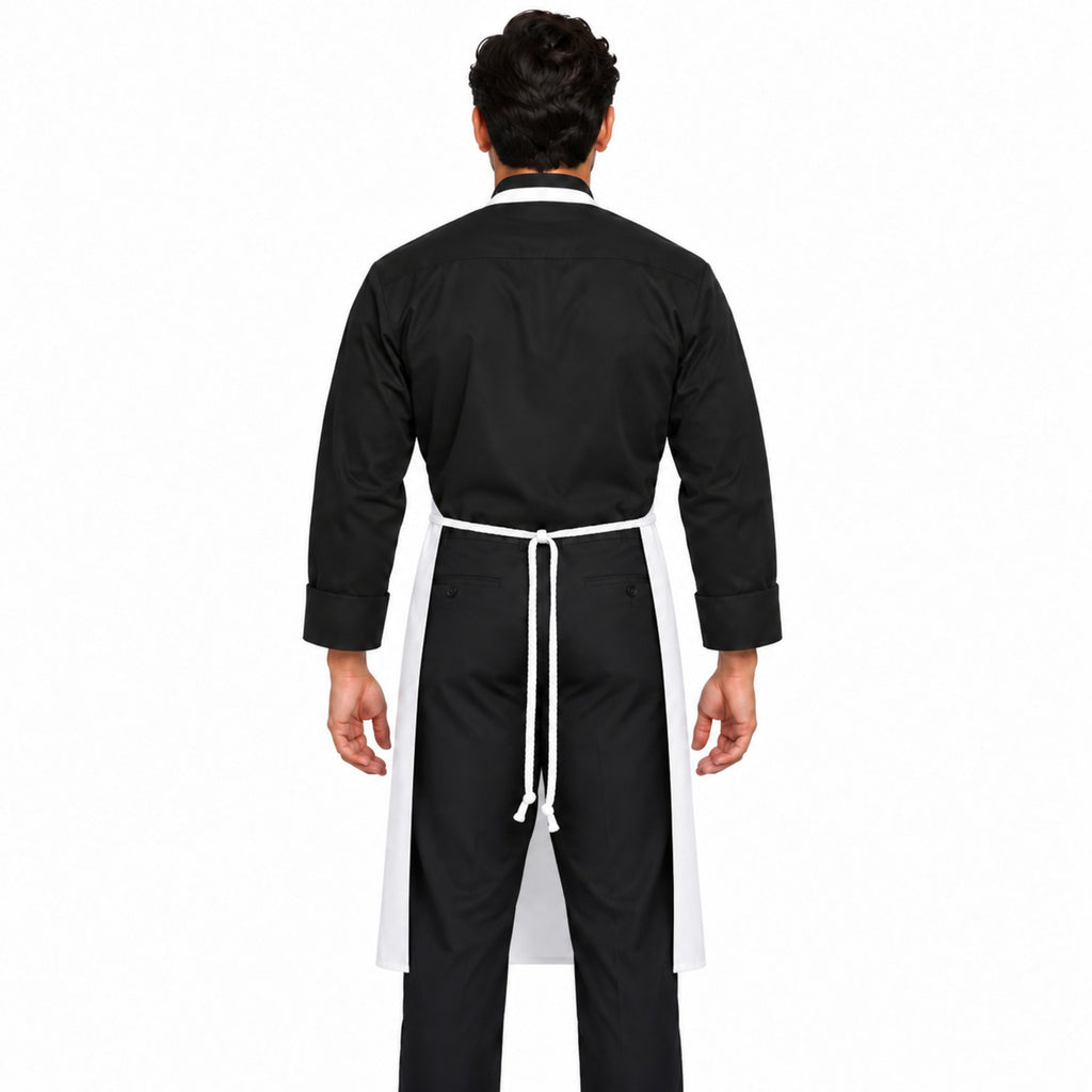 Delantal largo con peto Red Kap 1430 Blanco, vista posterior con modelo