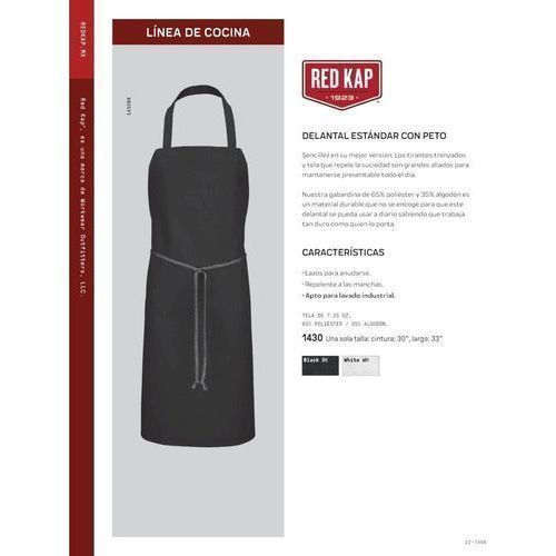Red Kap 1430 Delantal Largo Negro Blanco Cocina Chef Mesero - Garufa Jeans