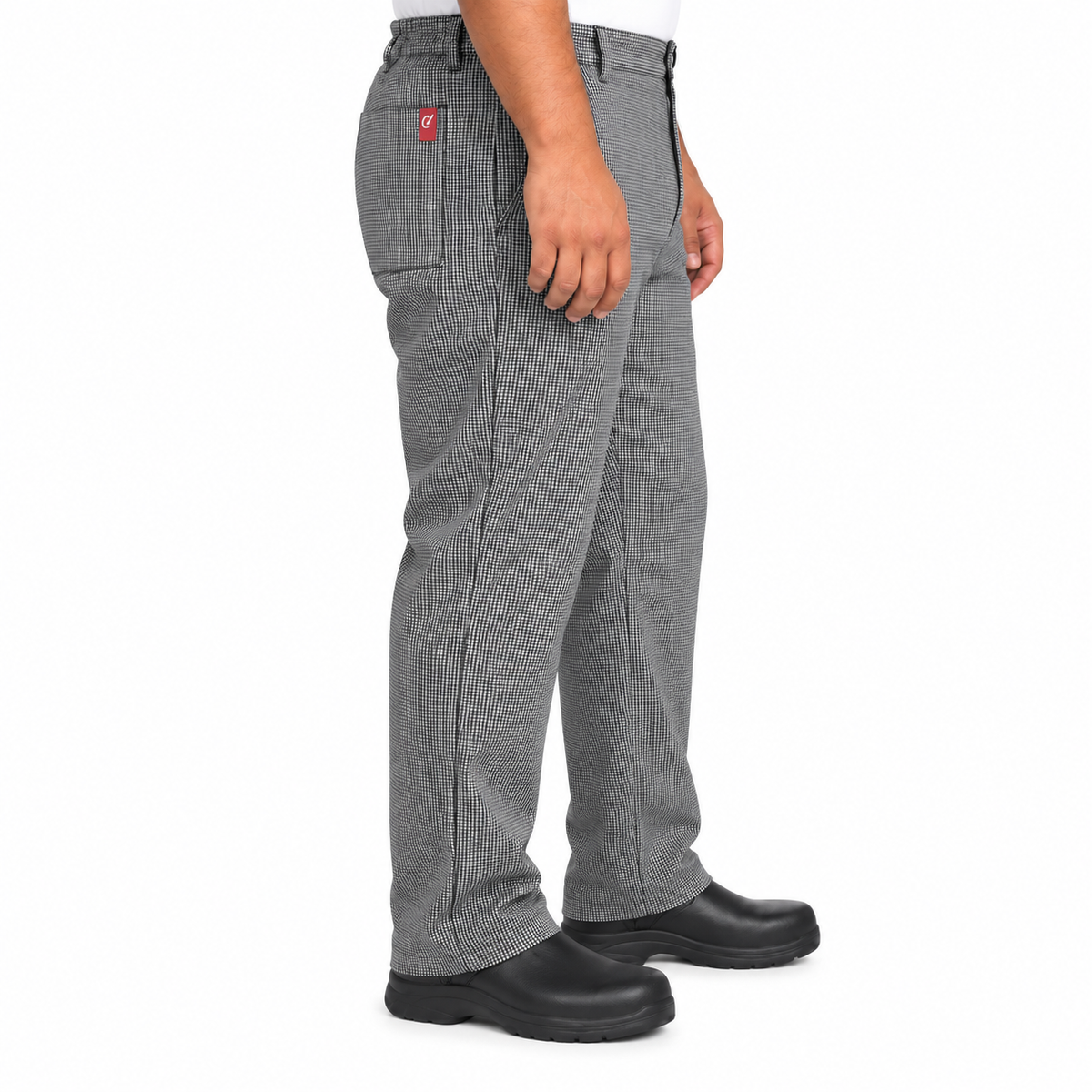 Pantalón chef Red Kap 2020 para hombre color Mascota, perfil derecho con bolsa de parche y etiqueta | color:mascota