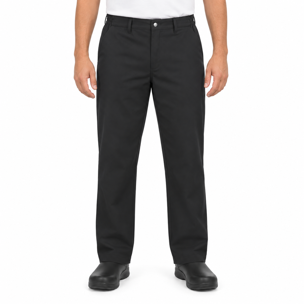 Pantalón chef Red Kap 2020 para hombre negro, vista frontal en modelo talla regular | color:negro