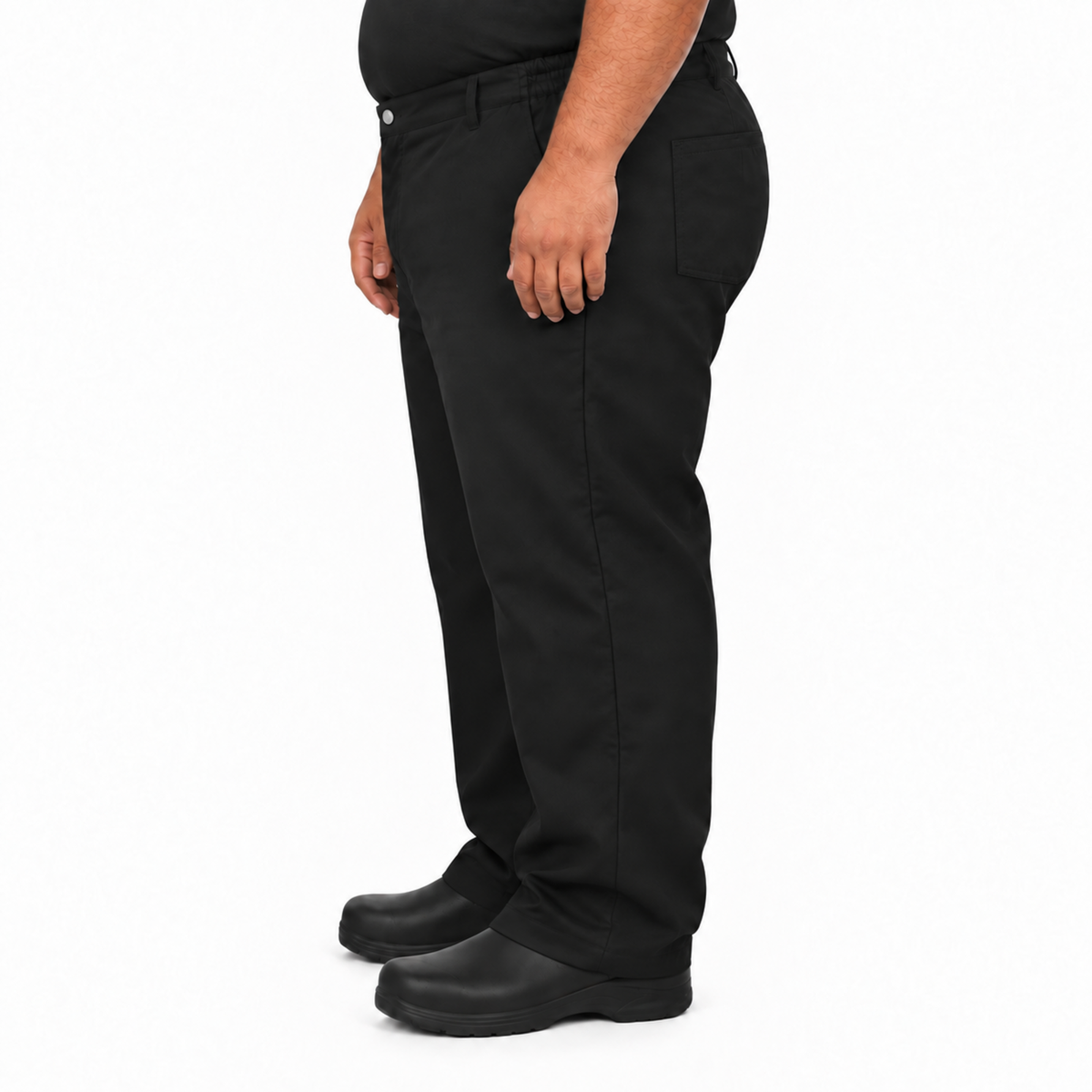 Pantalón chef Red Kap 2020 para hombre negro, perfil izquierdo con bolsa de parche | color:negro