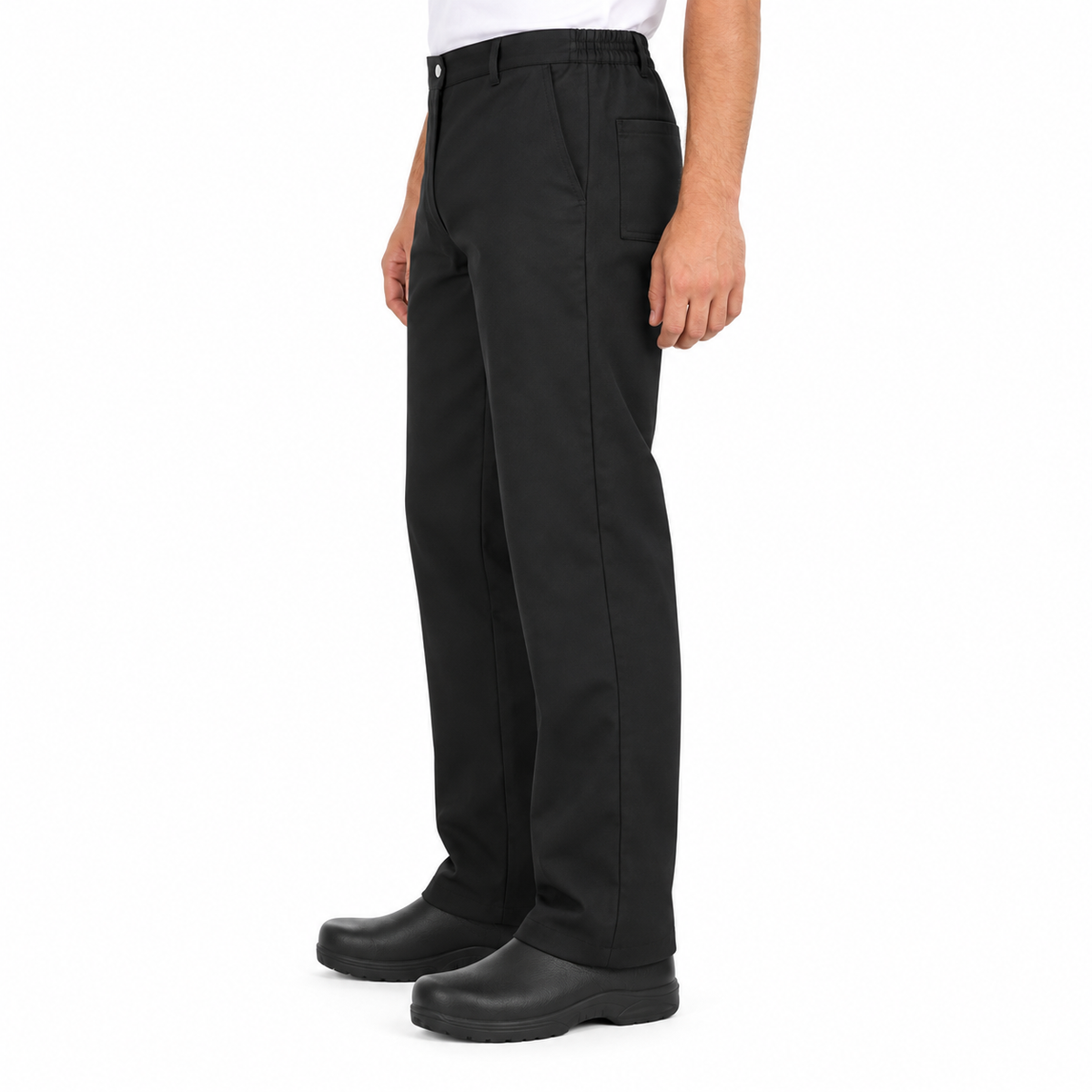 Pantalón chef Red Kap 2020 para hombre negro, perfil izquierdo con bolsa de parche | color:negro