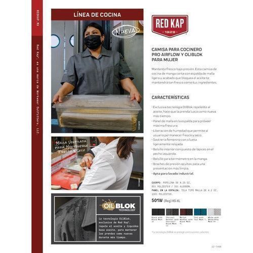 Red Kap 501w Blusa Cocina Manga Corta Malla Repelente Aceite - Garufa Jeans