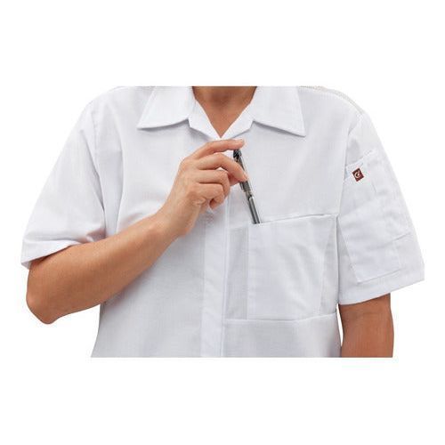 Blusa de cocina Red Kap 501W para mujer blanca, detalle de confección de la blusa | color:blanca