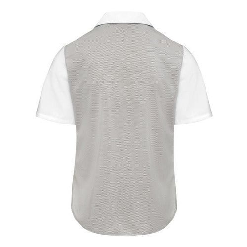Blusa de cocina Red Kap 501W para mujer blanca, vista posterior de la prenda con panel de malla