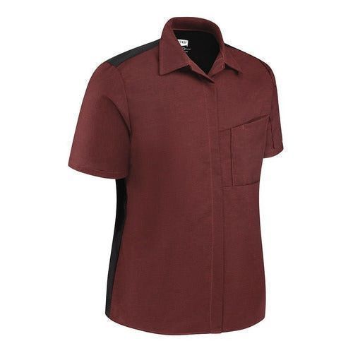 Blusa de cocina Red Kap 501W para mujer vino, perfil derecho de la prenda