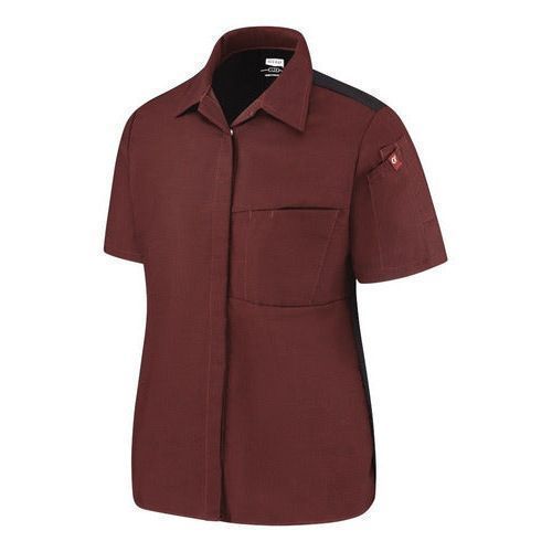 Blusa de cocina Red Kap 501W para mujer vino, perfil izquierdo de la prenda