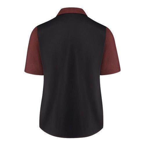Blusa de cocina Red Kap 501W para mujer vino, vista posterior de la prenda con panel de malla | color:vino