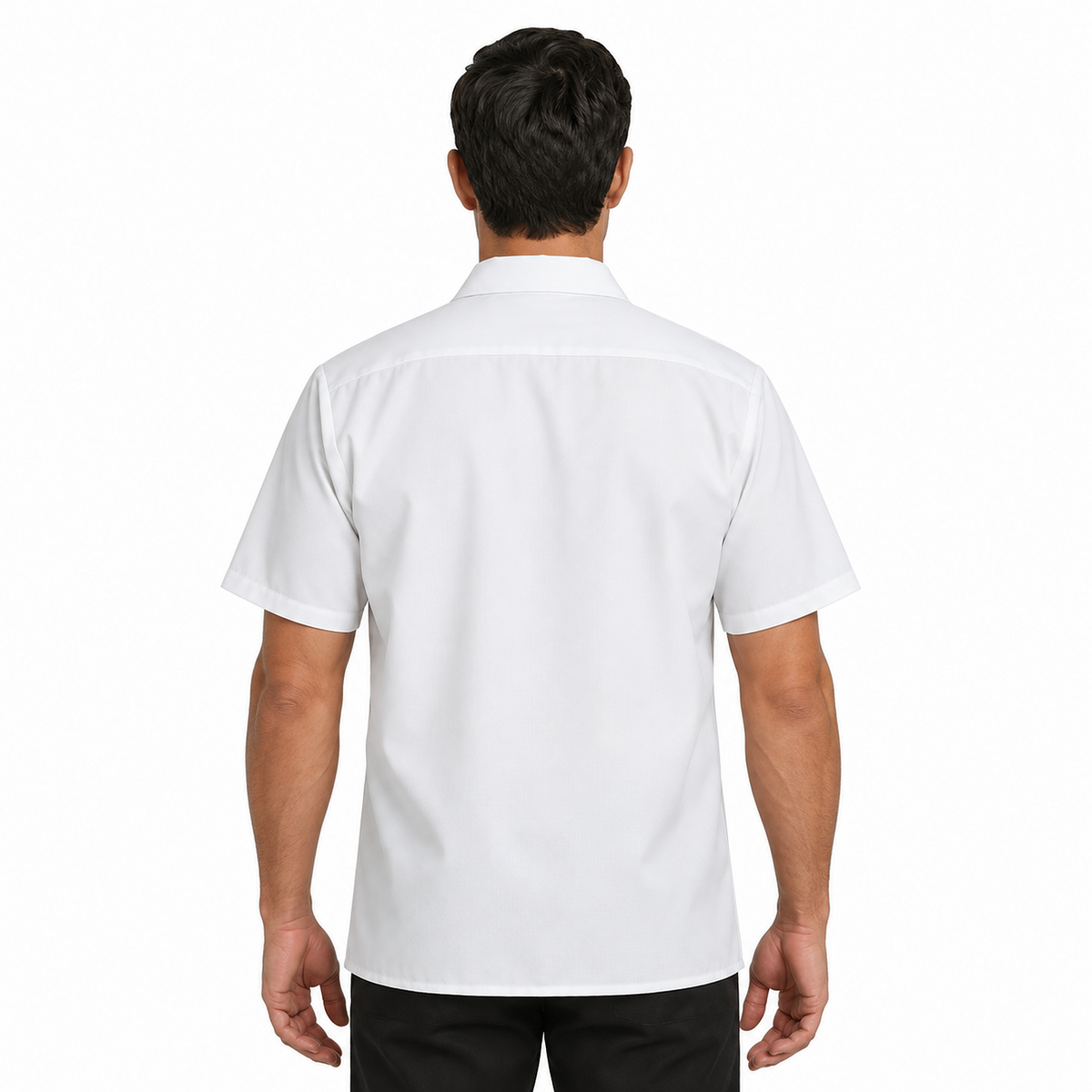 Camisa de cocina Red Kap 5020 para hombre blanca, vista posterior en modelo | color:blanca