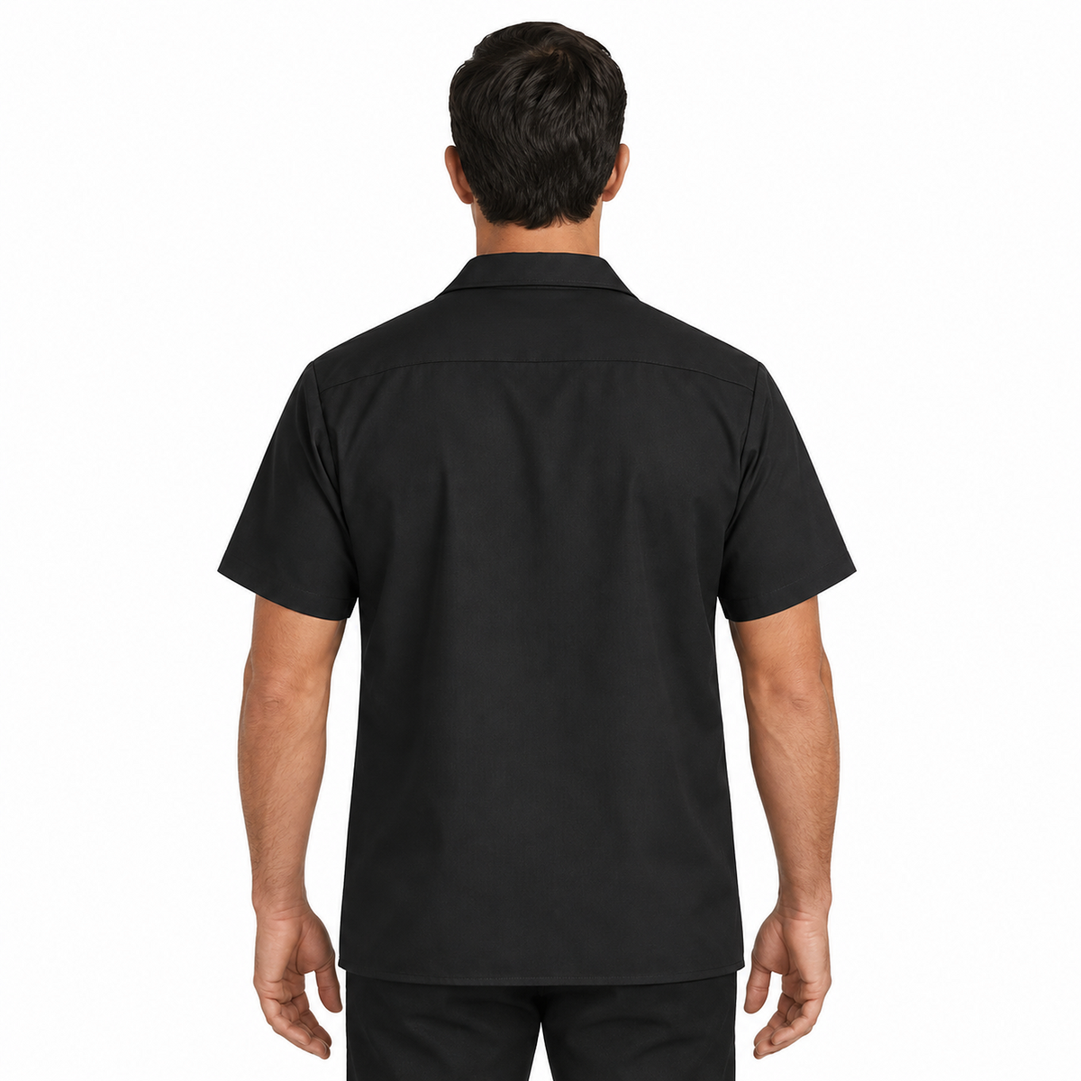Camisa de cocina Red Kap 5020 para hombre negra, vista posterior en modelo | color:negra