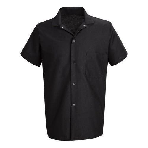 Camisa de cocina Red Kap 5020 para hombre negra, vista frontal de la prenda | color:negra