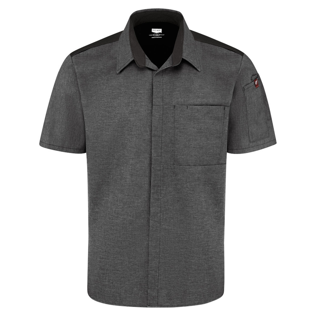 Camisa de cocina Red Kap 502M para hombre gris Oxford, vista frontal de la prenda | color:gris-oxford