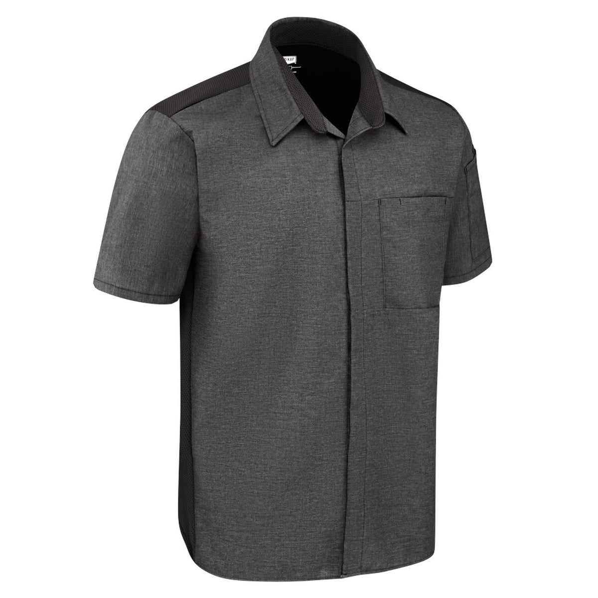 Camisa de cocina Red Kap 502M para hombre gris Oxford, vista tres cuartos derecha de la prenda | color:gris-oxford