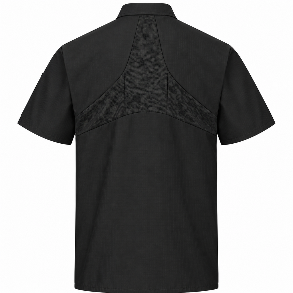 Camisa de cocina Red Kap 502X para hombre negra, vista posterior de la prenda