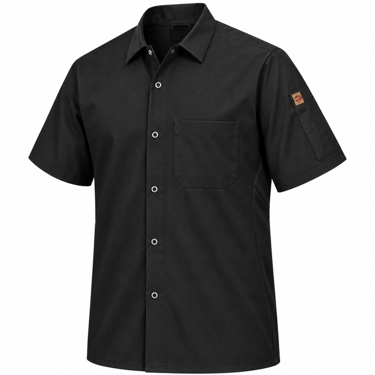 Camisa de cocina Red Kap 502X para hombre negra, tres cuartos derecho de la prenda | color:negra