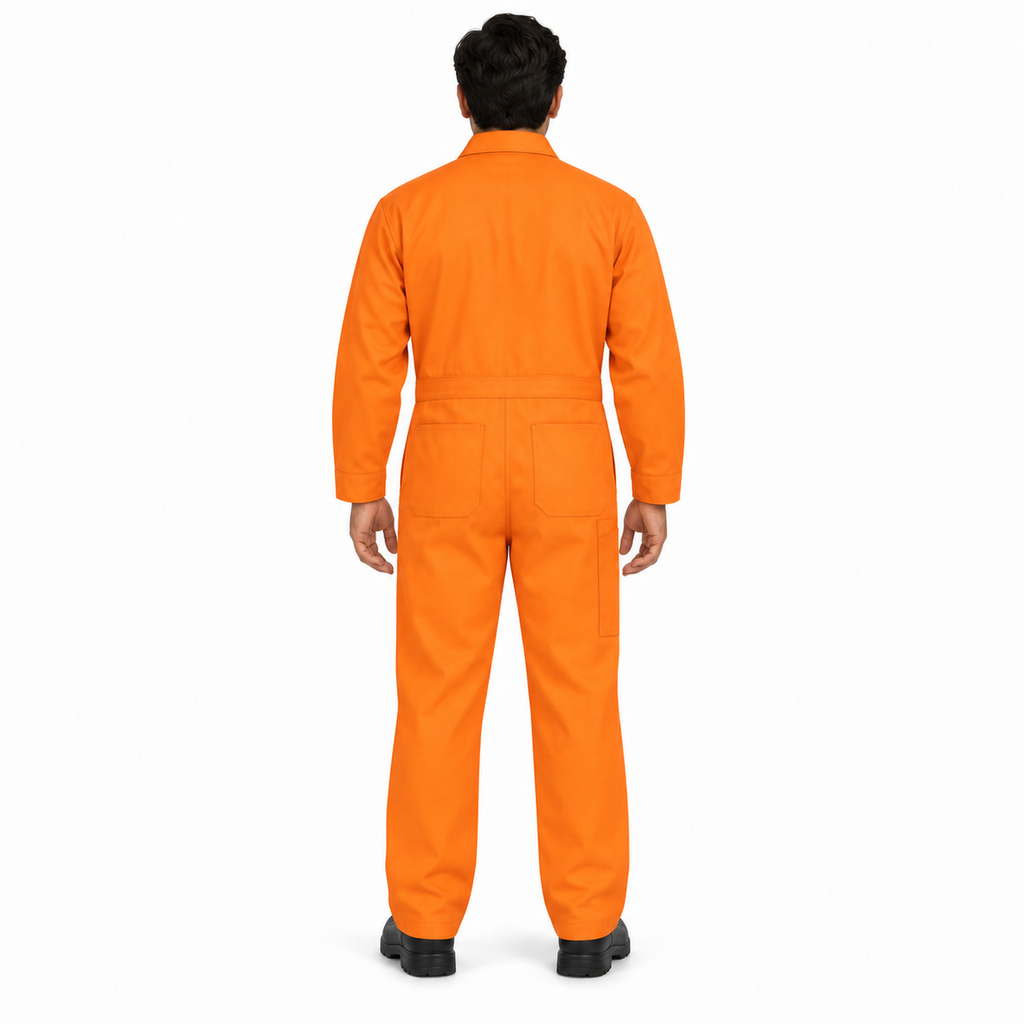 Overol Red Kap CC14 para hombre Naranja, vista posterior con modelo