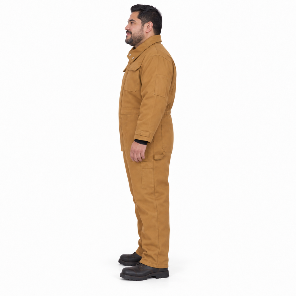 Overol térmico Red Kap CD32 para hombre Brown Duck, perfil izquierdo con modelo