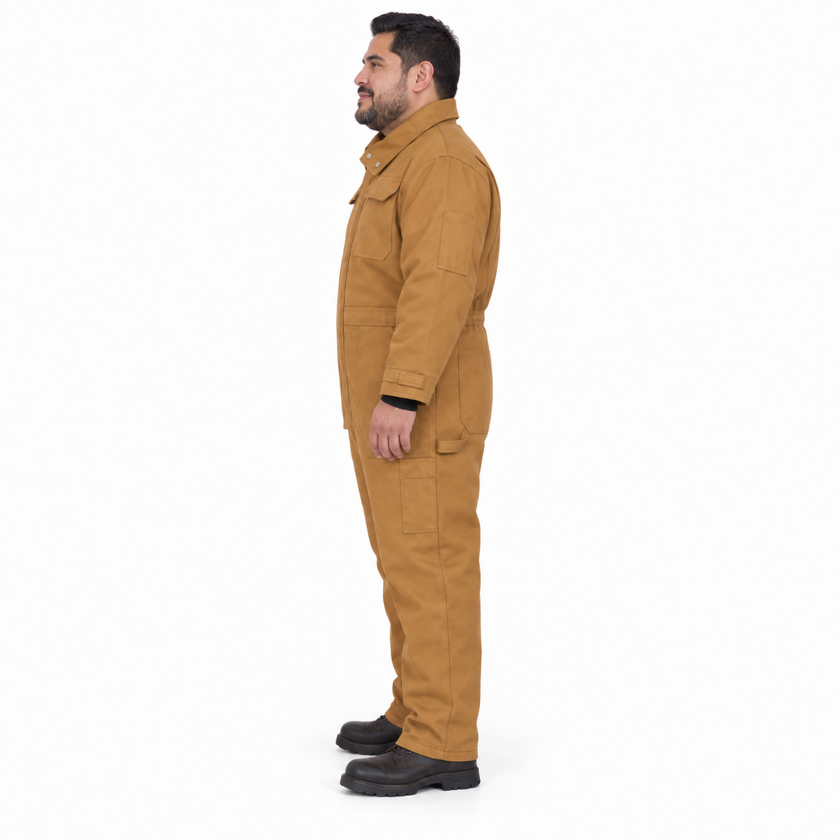 Overol térmico Red Kap CD32 para hombre Brown Duck, perfil izquierdo con modelo | color:brown-duck