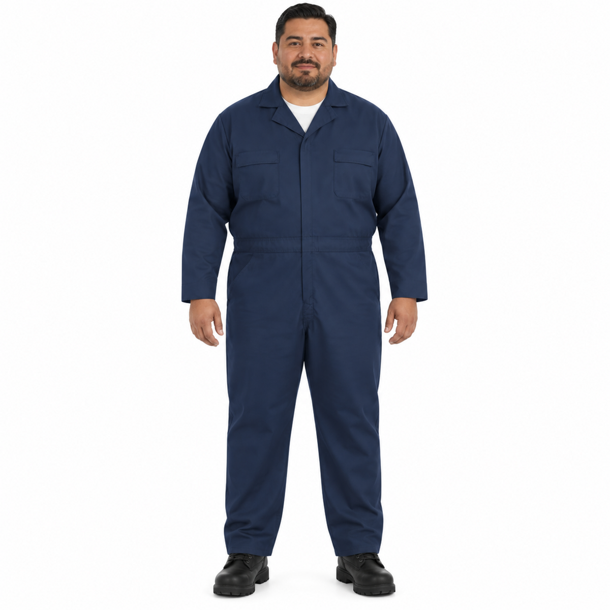 Overol ligero Red Kap CP30 para hombre Azul Marino, vista frontal con modelo de talla extra | color:azul-marino