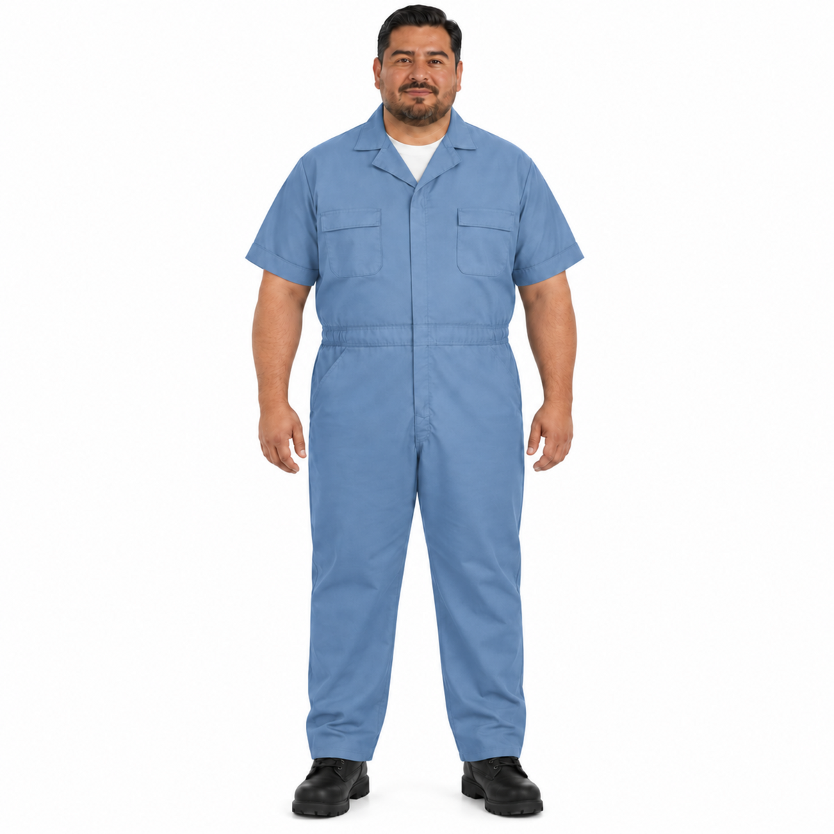Red Kap CP40 overol ligero azul claro, vista frontal con modelo talla extra | color:azul-claro