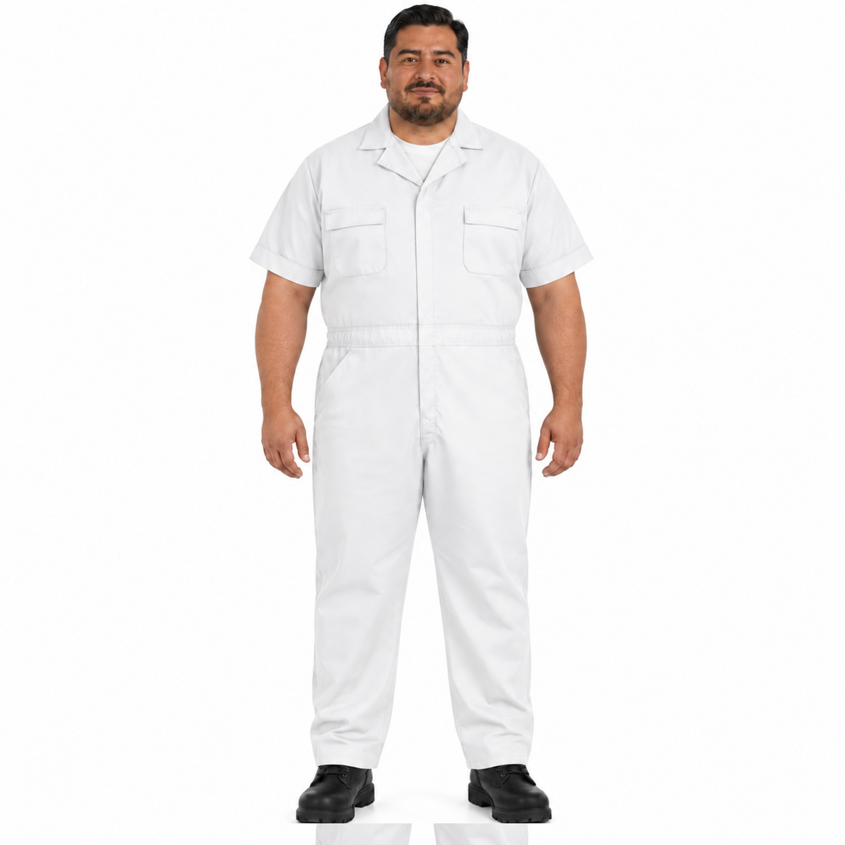 Red Kap CP40 overol ligero blanco, vista frontal con modelo talla extra | color:blanco
