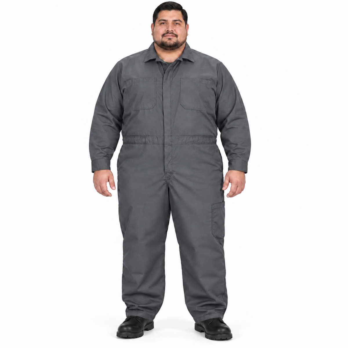 Overol Red Kap CY34 OilBlok para hombre talla 3XL gris Oxford con negro, vista frontal con modelo | color:gris-oxford-negro