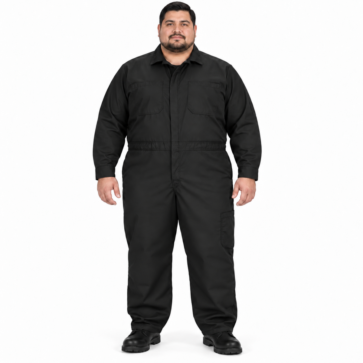 Overol Red Kap CY34 OilBlok para hombre talla 3XL negro con gris Oxford, vista frontal con modelo | color:negro-gris-oxford