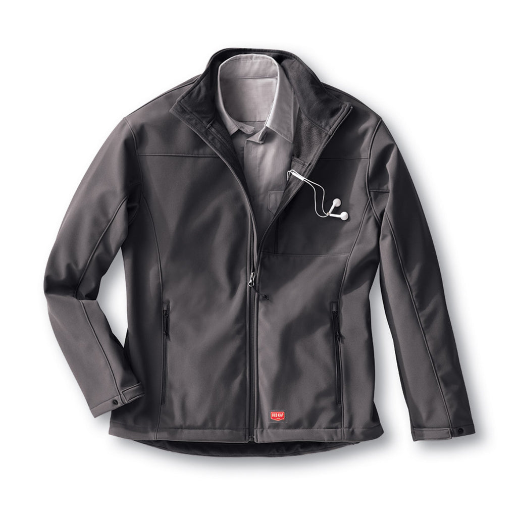 Red Kap JP68 chamarra softshell para hombre color gris Oxford, detalle de prenda