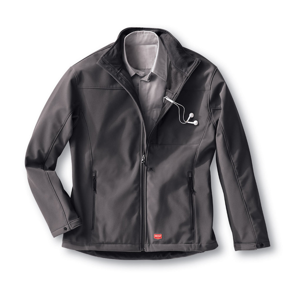 Red Kap JP68 chamarra softshell para hombre color gris Oxford, detalle de prenda | color:gris-oxford