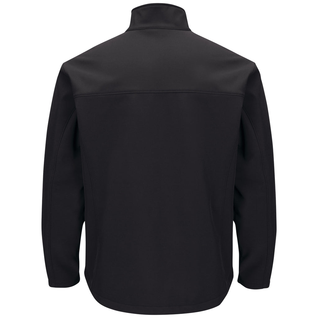 Red Kap JP68 chamarra softshell para hombre color negra, vista posterior de producto