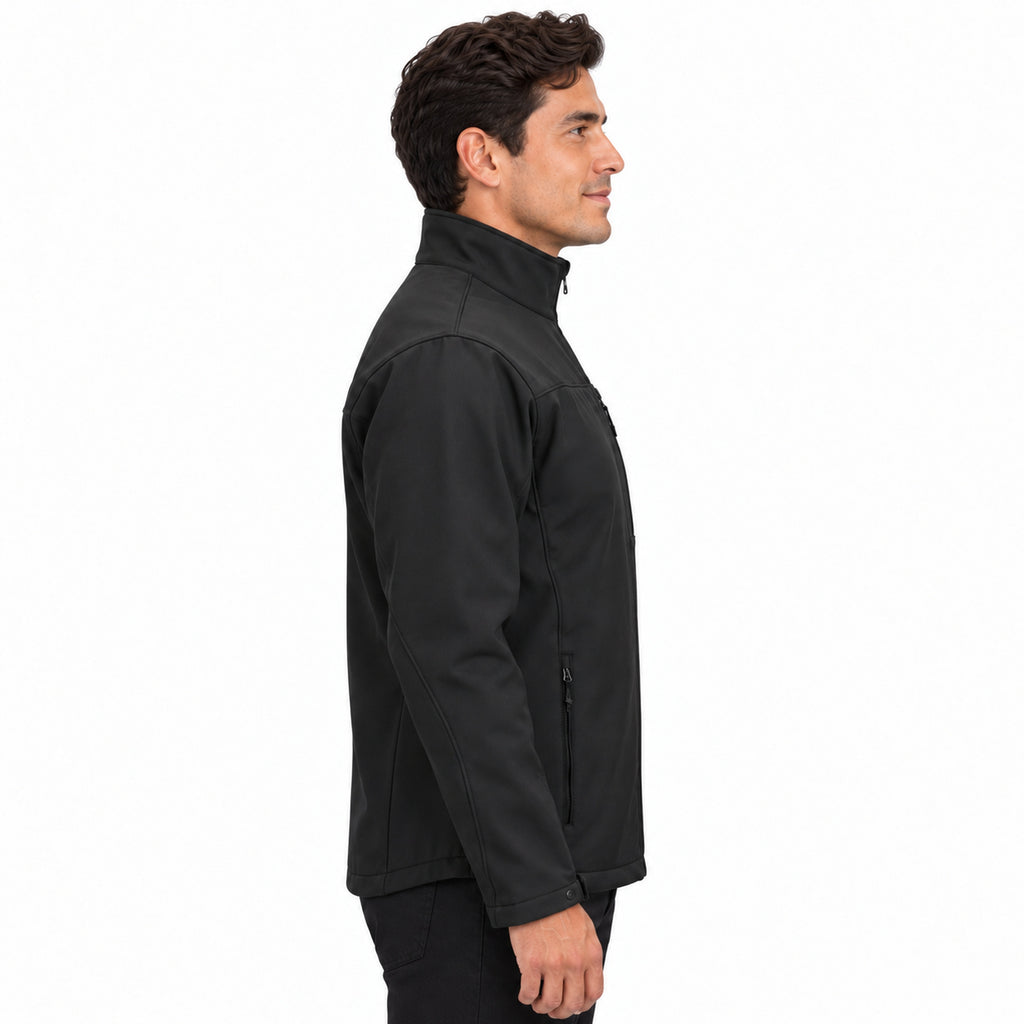 Red Kap JP68 chamarra softshell para hombre color negra, perfil derecho con modelo